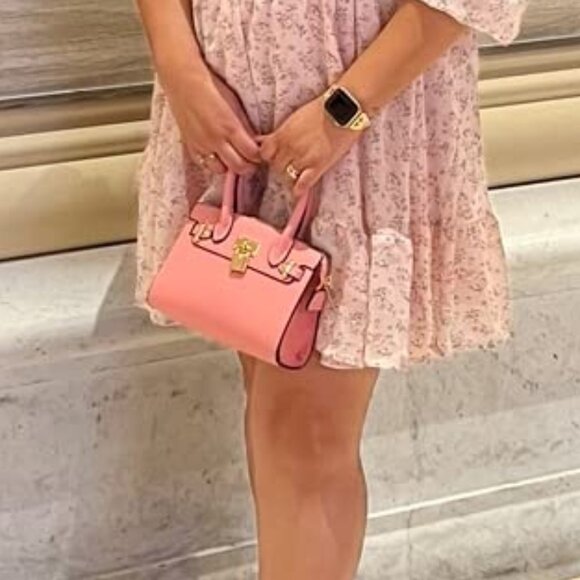 Neiman Marcus Pink Saffiano Faux Leather Satchel Bag - Picture 1 of 4